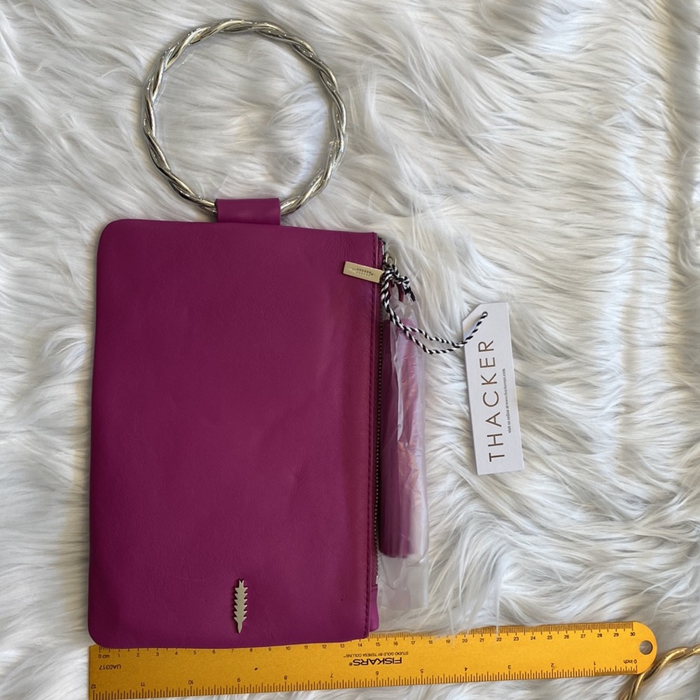 🆕THACKER Nolita Clutch Twisted FUSCHIA Leather NWT 💖 - Picture 6 of 9